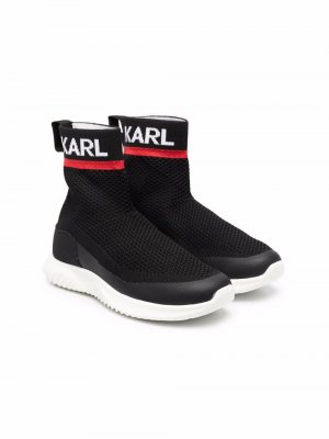Ботинки с логотипом Karl Lagerfeld Kids. Цвет: черный