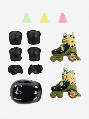 Набор детский: роликовые коньки, шлем, комплект защиты, Зеленый Street Runner. Цвет: зеленый