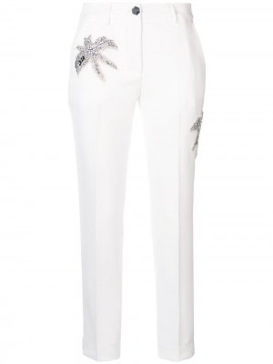 Укороченные брюки с кристаллами Philipp Plein. Цвет: белый