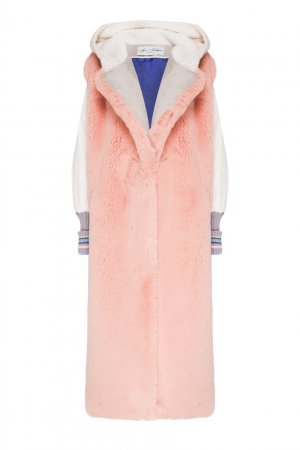 Меховое пальто с трикотажными вставками Igor Gulyaev. Цвет: розовый