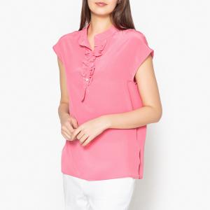 Блузка с жабо со складками и пуговицами-бусинами CORALIE TOUPY. Цвет: розовый