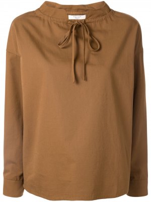 Блузка оверсайз с воротником на завязках Atlantique Ascoli. Цвет: коричневый