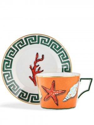 Чайная чашка и блюдце Il Viaggio di Nettuno GINORI 1735. Цвет: оранжевый