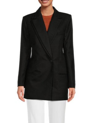 Пальто из натуральной шерсти с двойными лацканами , черный Brandon Maxwell