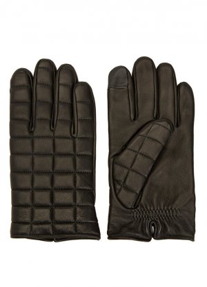 James черные стеганые мужские кожаные перчатки AGNELLE