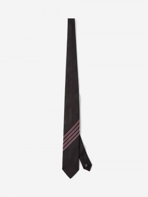 Шелковый галстук в полоску-жаккард , черный Lanvin