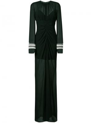 Вечернее платье с драпировками и рифлеными манжетами Vera Wang. Цвет: черный