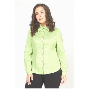 Блузка-рубашка офисная повседневная однотонная с длинными рукавами plus size (большие размеры) OLS. Цвет: зеленый
