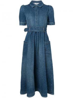 Джинсовое расклешенное платье миди Co. Цвет: синий