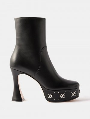 Кожаные ботинки на платформе 75 с логотипом , черный Gucci