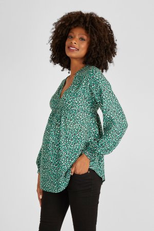 Блузка для беременных с животным принтом, зеленый JoJo Maman Bébé