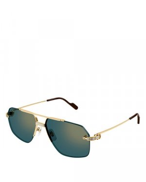 Premiere de 24-каратное золото и ампер; Солнцезащитные очки-навигатор с платиновым покрытием, 60 мм , цвет Gold Cartier