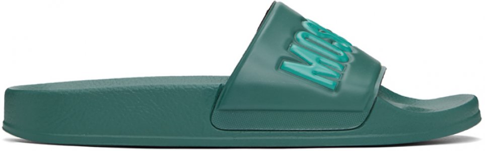 Зеленые резиновые шлепанцы с логотипом для бассейна Moschino