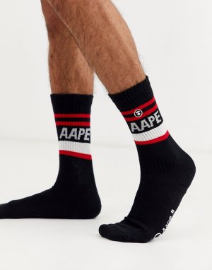 Черные носки в полоску AAPE By A Bathing Ape-Черный APE®