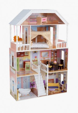 Дом для куклы KidKraft Саванна, с мебелью 14 предметов в наборе, кукол 30 см. Цвет: разноцветный