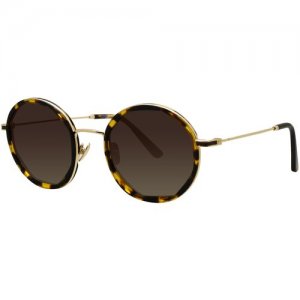 Солнцезащитные очки , круглые, с защитой от УФ, для женщин, золотой Cosmopolitan. Цвет: коричневый