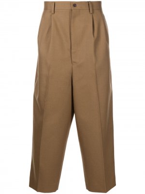 Укороченные брюки со складками Junya Watanabe MAN. Цвет: коричневый