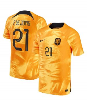 Мужская футболка Frenkie de Jong Orange, сборная Нидерландов 2022/23, домашняя Vapor Match Authentic Player Nike