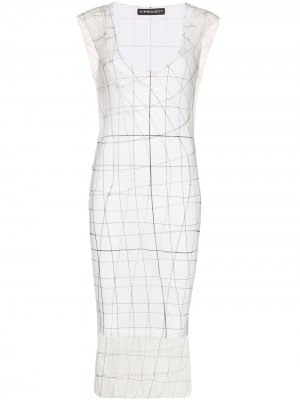Прозрачное платье миди с принтом Y/Project. Цвет: белый