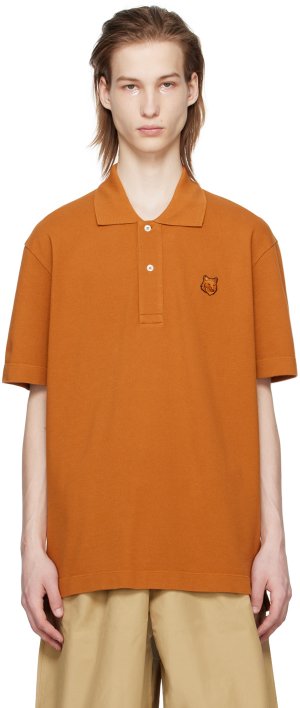 Оранжевая футболка-поло с головой лисы Bold Maison Kitsune Kitsuné