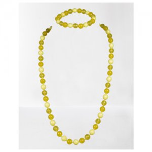 Комплект бижутерии : браслет, янтарь, размер браслета 19 см, колье/цепочки 50 желтый РК. Цвет: желтый