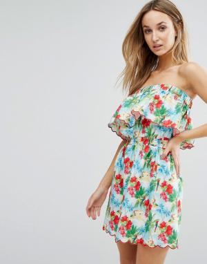 Ibiza Strapless Beach Dress in Treasure Island Print Floozie. Цвет: мульти