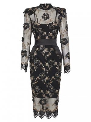 Платье миди с кружевной вышивкой She's Famous Now Zhivago, черный ZHIVAGO