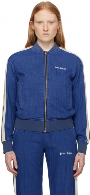 Синяя спортивная куртка с вышивкой Palm Angels