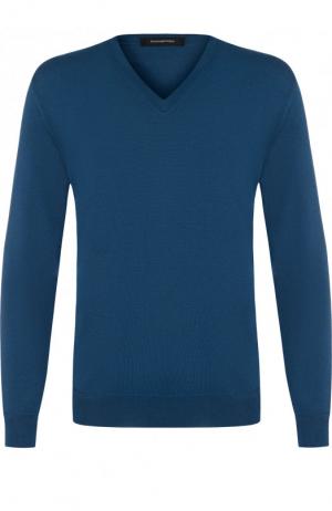 Пуловер тонкой вязки из смеси шерсти и кашемира Ermenegildo Zegna. Цвет: бирюзовый