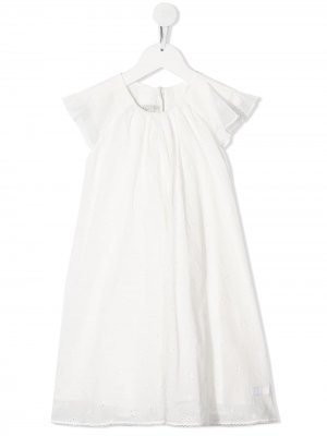 Платье с английской вышивкой и оборками Baby Dior. Цвет: белый