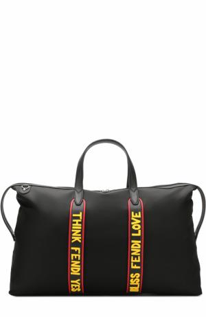 Текстильная дорожная сумка с плечевым ремнем Fendi. Цвет: черный