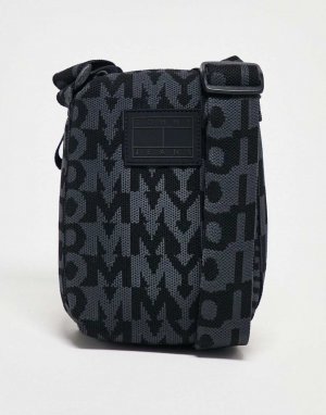 Черная репортерская сумка через плечо с логотипом Tommy Jeans