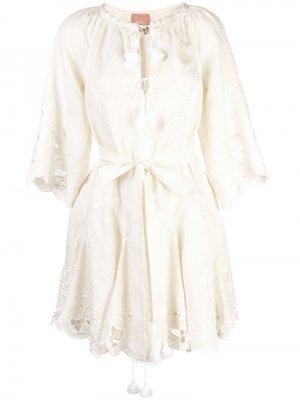 Платье мини с цветочной вышивкой March 11. Цвет: белый