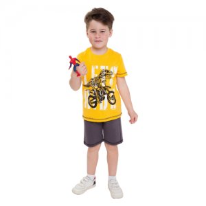 Комплект (футболка/шорты) для мальчика, цвет горчичный/т.серый, рост 116 см нет бренда