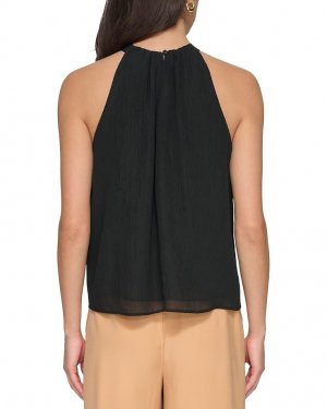 Блуза Sleeveless Crinkle Rayon Crossover Blouse, черный DKNY
