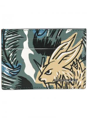 Визитница с принтом кролика Burberry. Цвет: зелёный