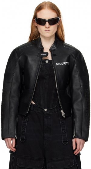 Черная кожаная куртка Securite для мотокросса , цвет Black Vetements