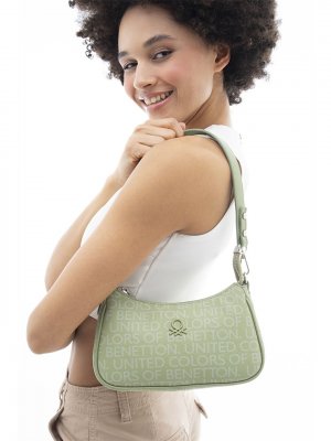 Женская сумка через плечо с кожаным принтом BENETTON, зеленый Benetton