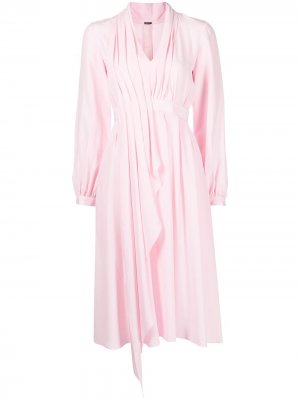 Шелковое платье с длинными рукавами и драпировкой Adam Lippes. Цвет: розовый