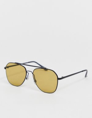 Черные солнцезащитные очки с желтыми стеклами -Черный River Island