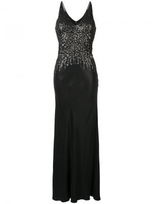 Декорированное вечернее платье с V-образным вырезом Narciso Rodriguez. Цвет: чёрный