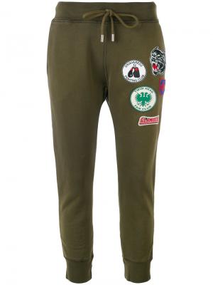 Спортивные штаны с нашивками Dsquared2. Цвет: зелёный