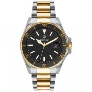 Наручные часы Американские мужские с минеральным стеклом BP3125X.250 гарантией, черный, серебряный Beverly Hills Polo Club. Цвет: черный/белый/серебристый/золотистый