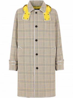 Клетчатое пальто с капюшоном Dolce & Gabbana. Цвет: серый