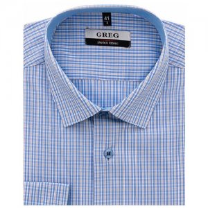 Рубашка, размер 174-184/40, голубой GREG. Цвет: голубой