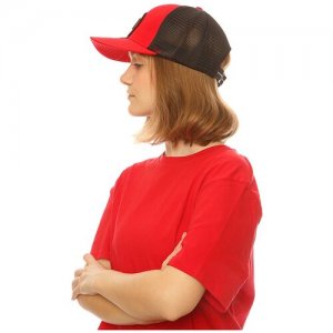 Бейсболка - Красный/Черный (54-56) женская кепка/для девочек/для мальчиков/мужская бейсболка/с сеткой Modniki