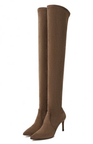 Текстильные ботфорты Julia Casadei. Цвет: коричневый