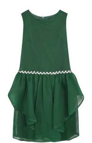 Приталенное мини-платье с декоративной отделкой и кристаллами David Charles. Цвет: зелёный