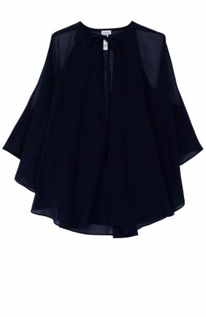 Шелковая полупрозрачная туника с открытыми плечами La Perla. Цвет: темно-синий