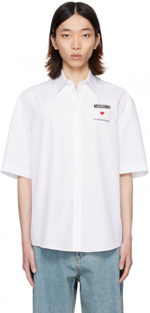 Белая рубашка с вышивкой , цвет White Moschino
